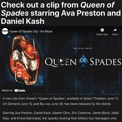 Check out a clip from Queen of Spades starring Ava Preston and Daniel Kash
